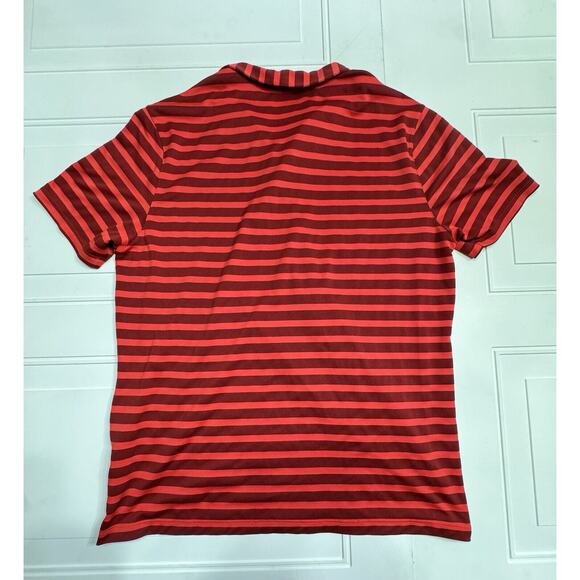 Nike Shirt Mens Large Red Striped Short Sleeve Dri-Fit Polo Golf - Picture 4 of 4